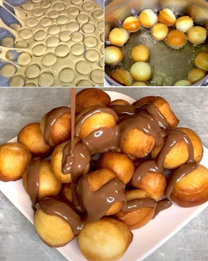 Deliciosas bolitas fritas esponjosas recién hechas