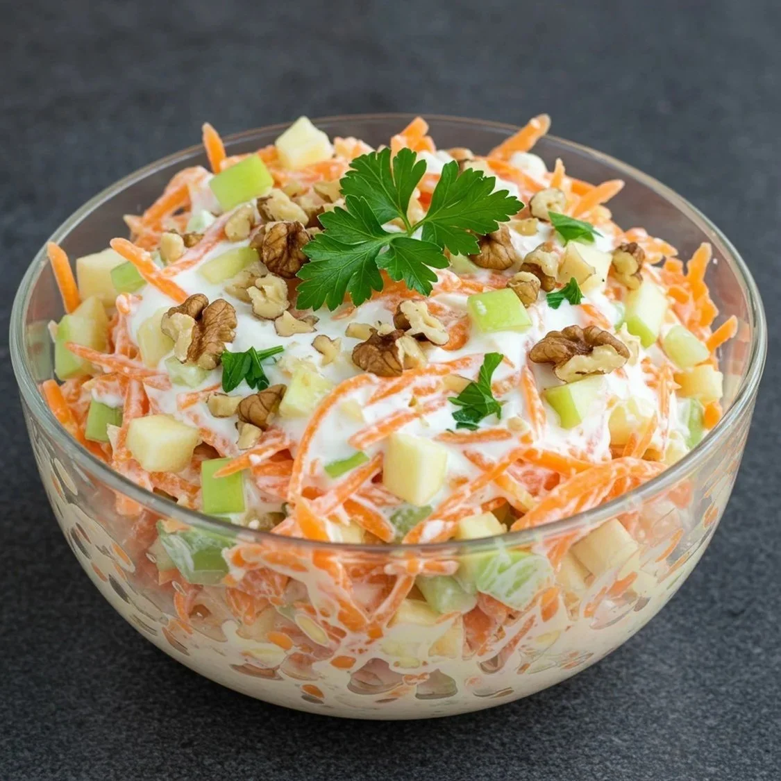 Ensalada de zanahoria fresca y colorida en un plato