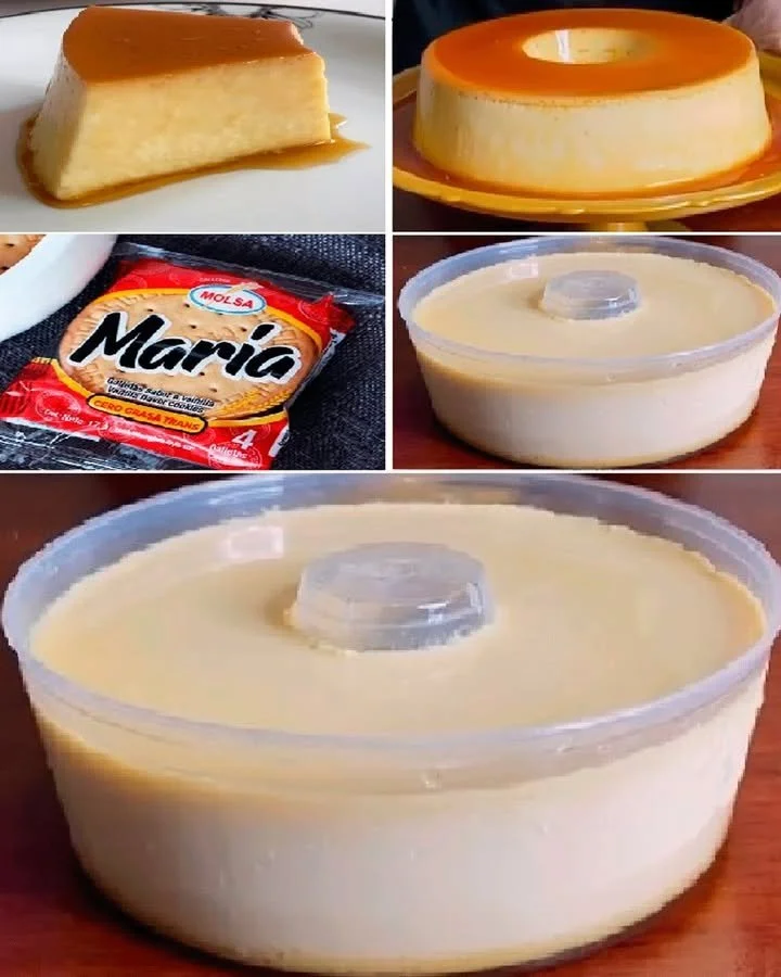 Flan de Galletas María sin horno listo para servir y disfrutar