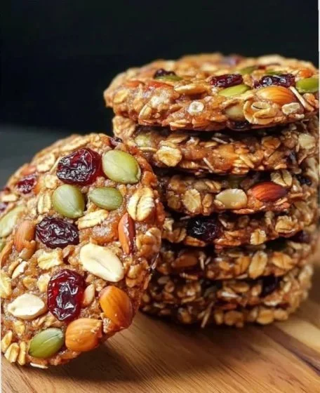 Galletas de avena y nueces sin hornear en un plato