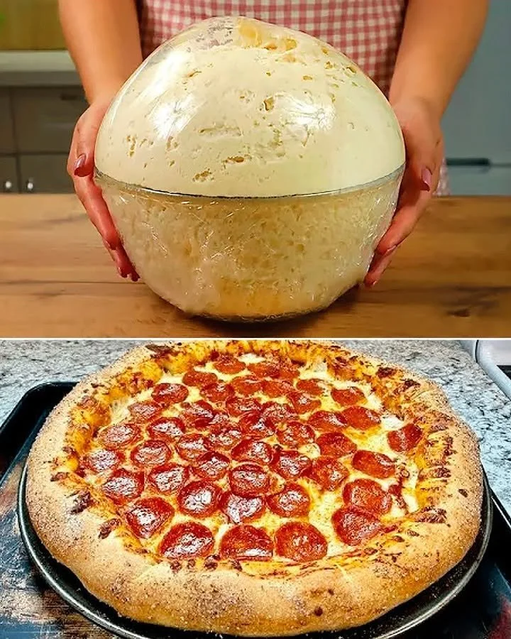 Masa de pizza y pan fresca lista para hornear