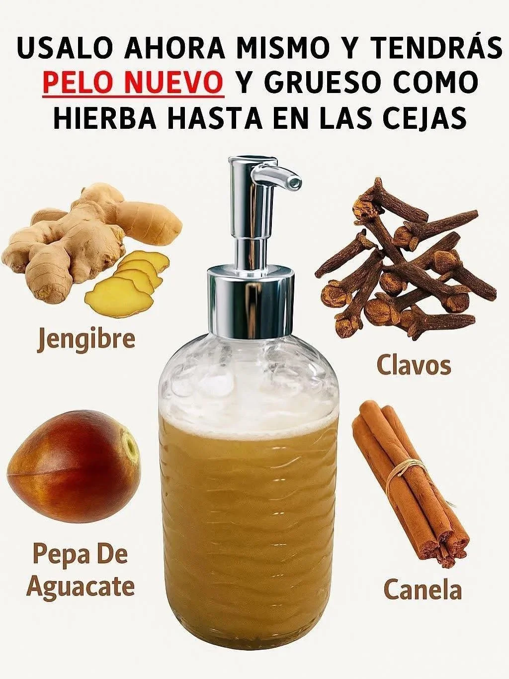 Tónico natural para el crecimiento del cabello con ingredientes botánicos