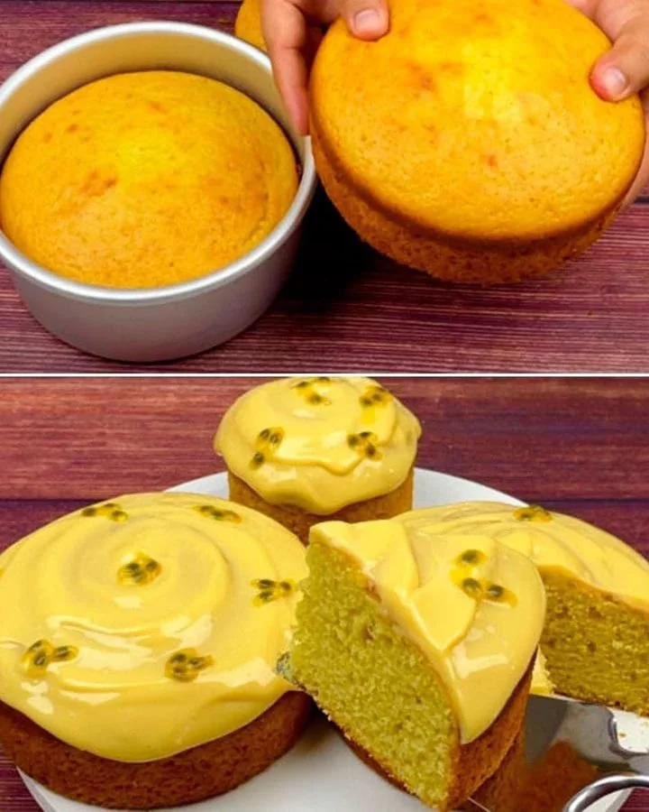 Pastel de maracuyá con crema, un postre dulce y refrescante.