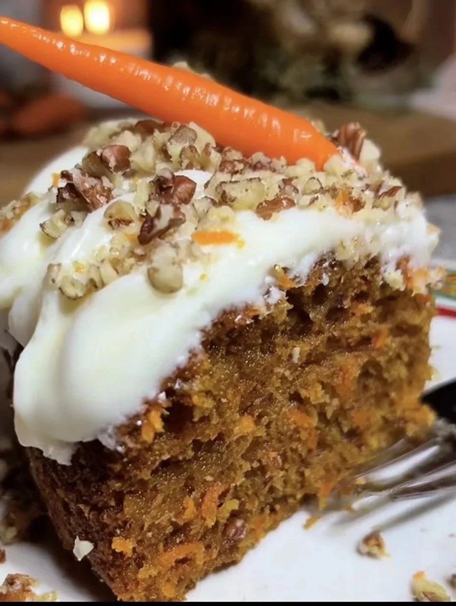 Pastel de Zanahoria Esponjoso decorado con crema y nueces