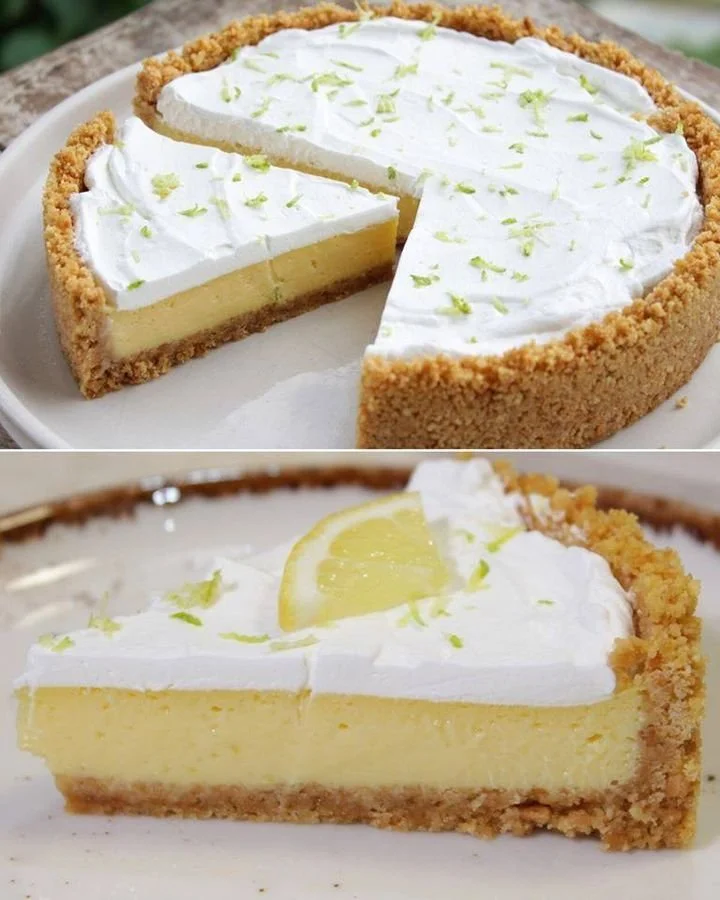 Delicioso pay de limón con crema y base de galleta